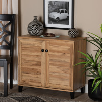 Baxton Studio FP-01LV-Wotan Oak Coolidge Modern and Contemporary Oak Brown Finished Wood 2-Door Shoe Storage Cabinet 